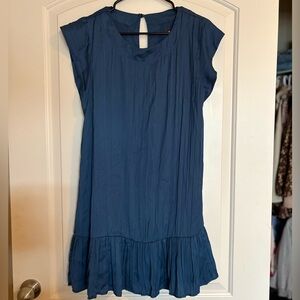 Maeve Anthropologie Blue Satin Midi Dress size M
